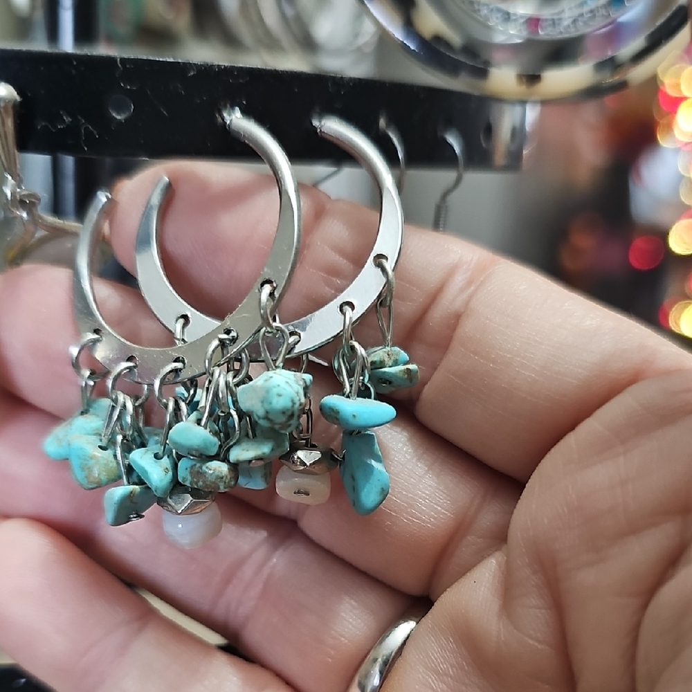 Paparazzi Silver and Turquoise Earrings